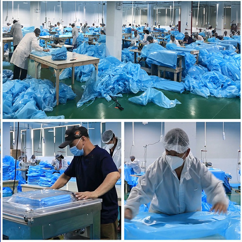Die Yiwu Ruoxuan Garment Fabrik macht 750K Protective Suits innerhalb weniger als eines Monats.